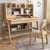 Ave Solid Wood Study Desk with Shelf and Drawers/Bookcase/Rubberwood/Pink