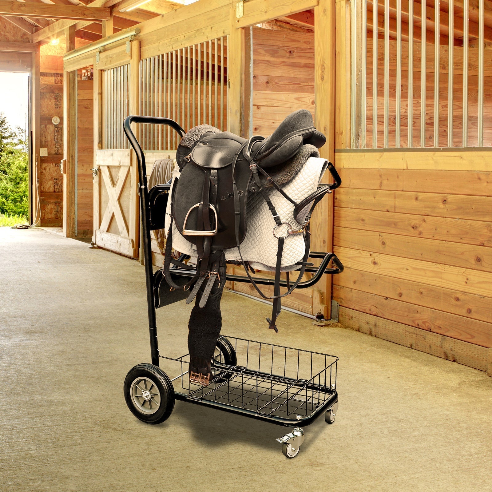 Samland Heavy Duty Two Tier Wheeled Saddle Rack