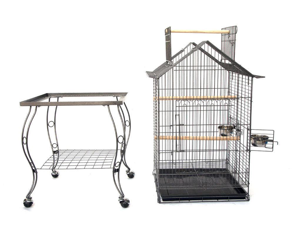 Samland BIRD PARROT CAGE WITH STAND COCKATIEL AMAZON AFRICAN GREY CAIQUE CONURE BLACK