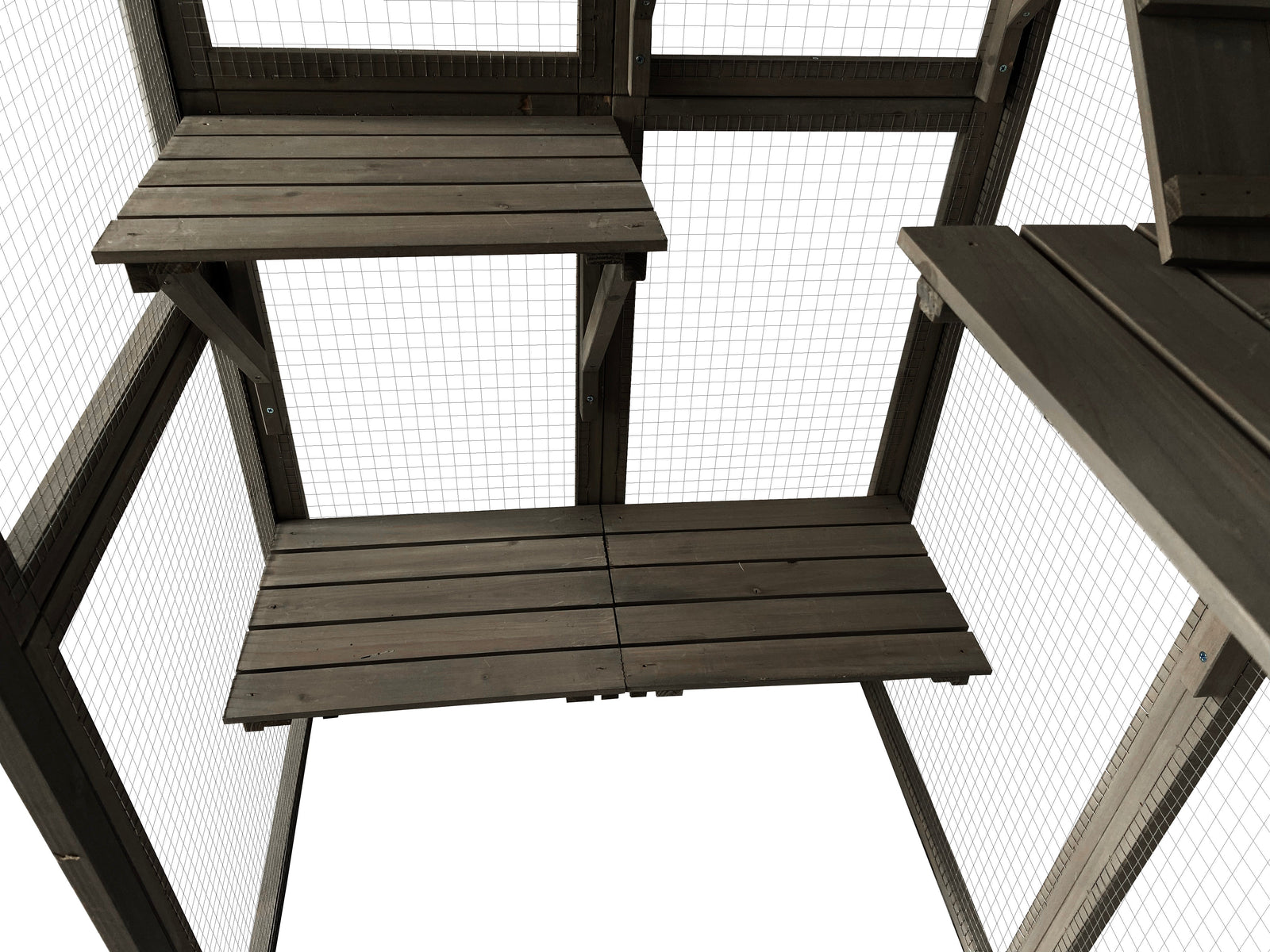 Samland Wooden Cat Cage Walk in Cat Condo House Kitten Ferret Enclosure Cage