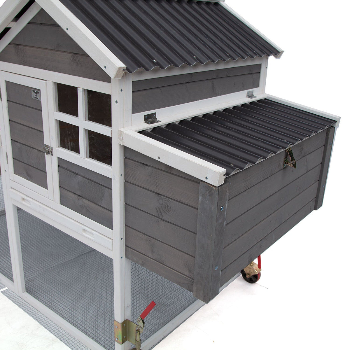 Samland WOODEN CHICKEN RANCH CHICKEN COOP WITH RUN ON WHEEL PVC ROOF