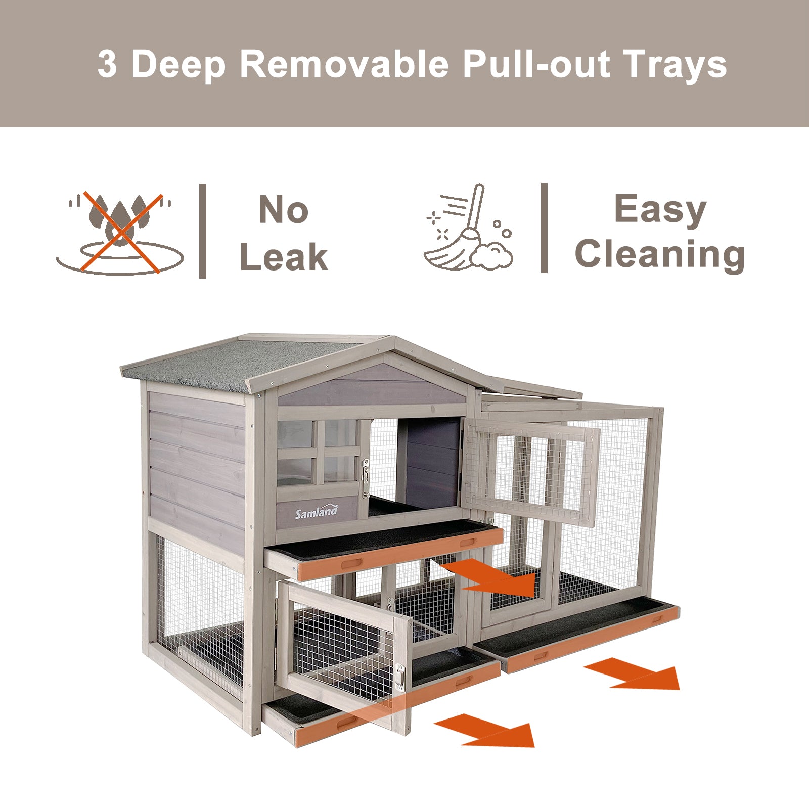 Samland Rabbit Hutch Cage Indoor and Outdoor Chicken Coop Guinea Pig Cage Bunny Cage Waterproof Roof