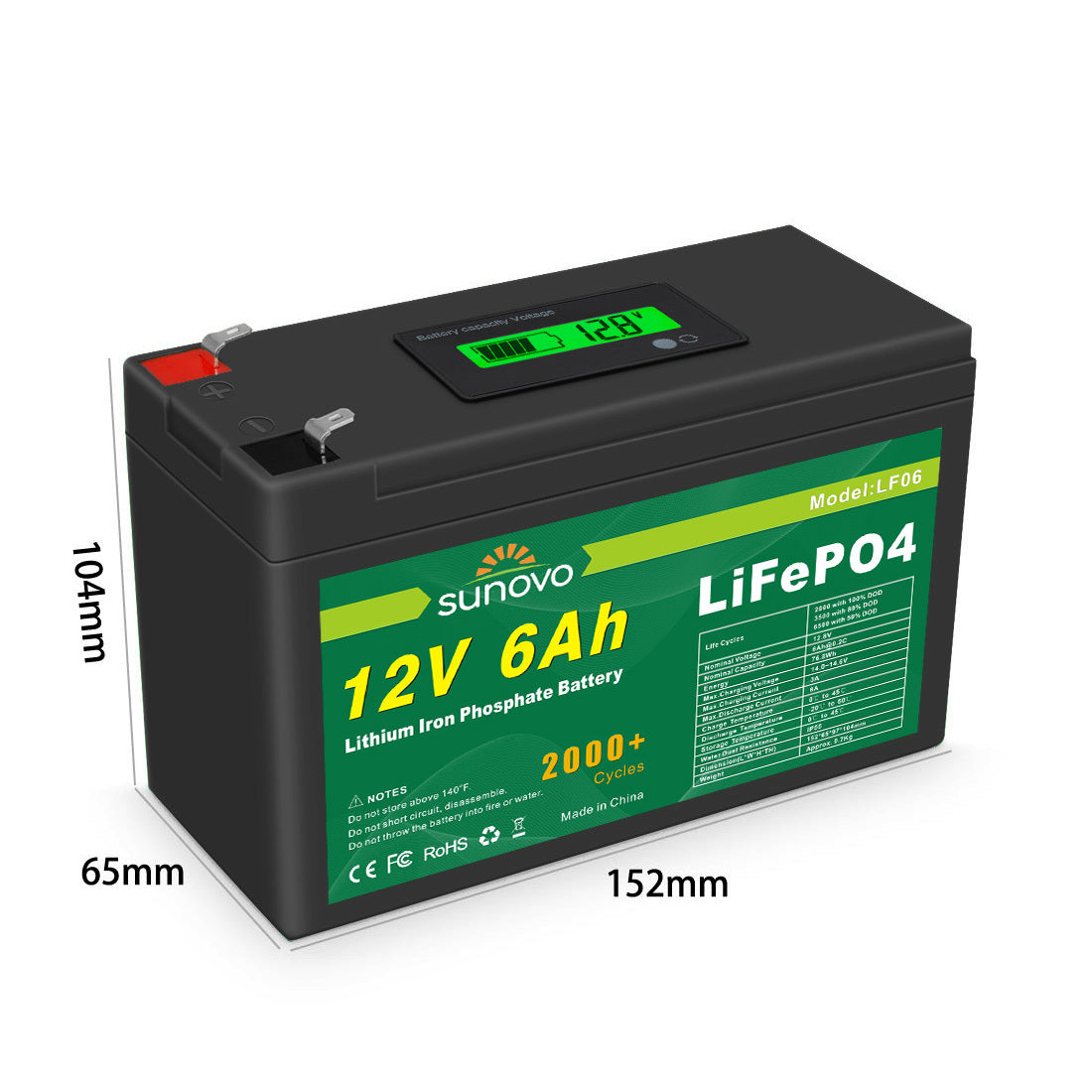 Samland 12V 6AH Deep Circle Lifepo4 Lithium Battery Rechargeable