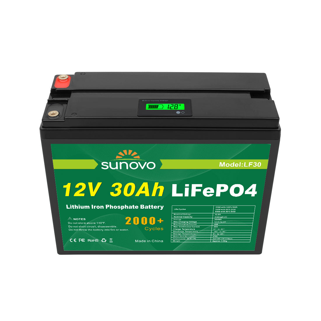 Samland 12V 30AH Deep Circle Lifepo4 Battery Rechargeable Lithium