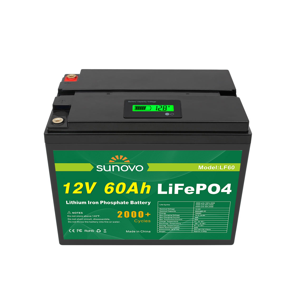Samland 12V 60AH Deep Circle Lifepo4 Lithium Battery Rechargeable