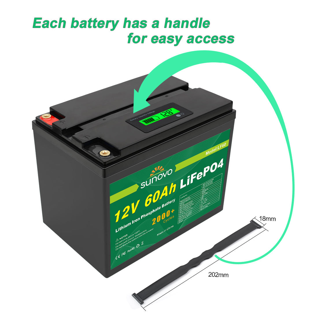 Samland 12V 60AH Deep Circle Lifepo4 Lithium Battery Rechargeable