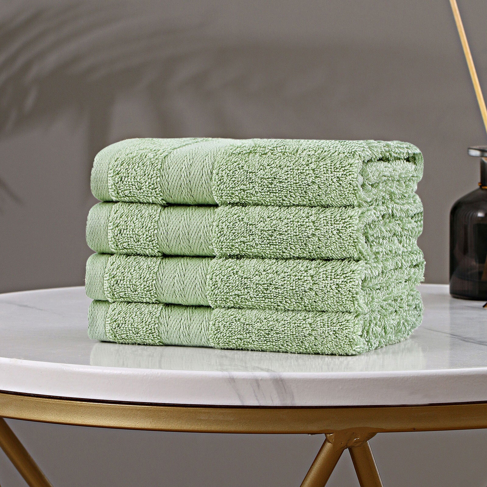 Samland Premium Cotton Washcloths 4-Pack Quick-Dry Face Towels Set-Green