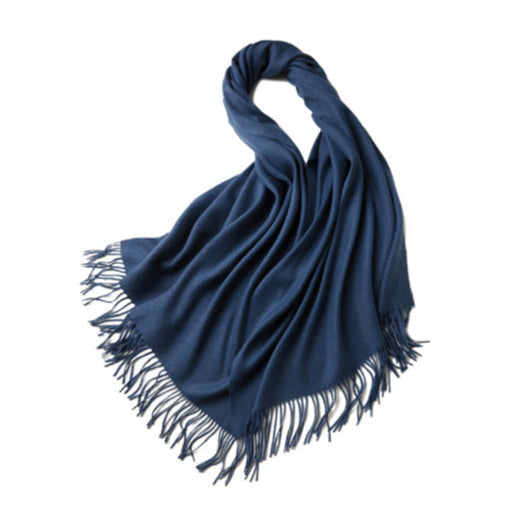 100% MERINO VIRGIN WOOL SHAWL 970115 NAVY