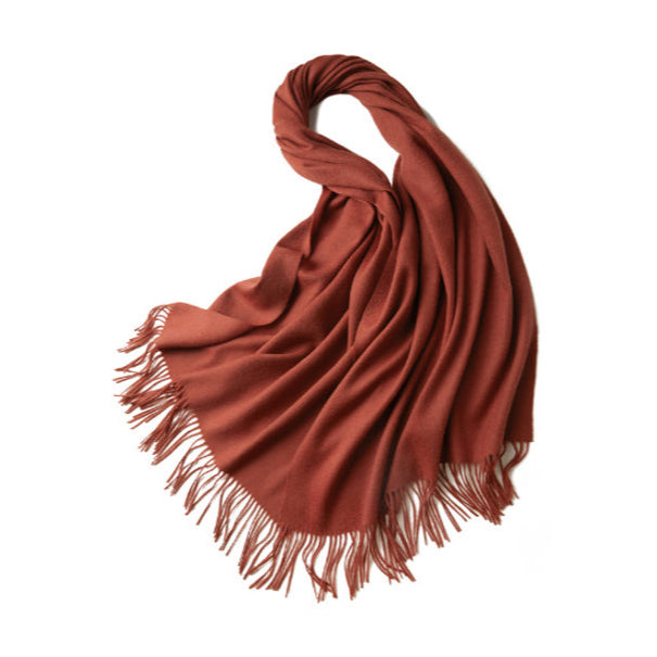 100% MERINO VIRGIN WOOL SHAWL 970115 BRICK RED