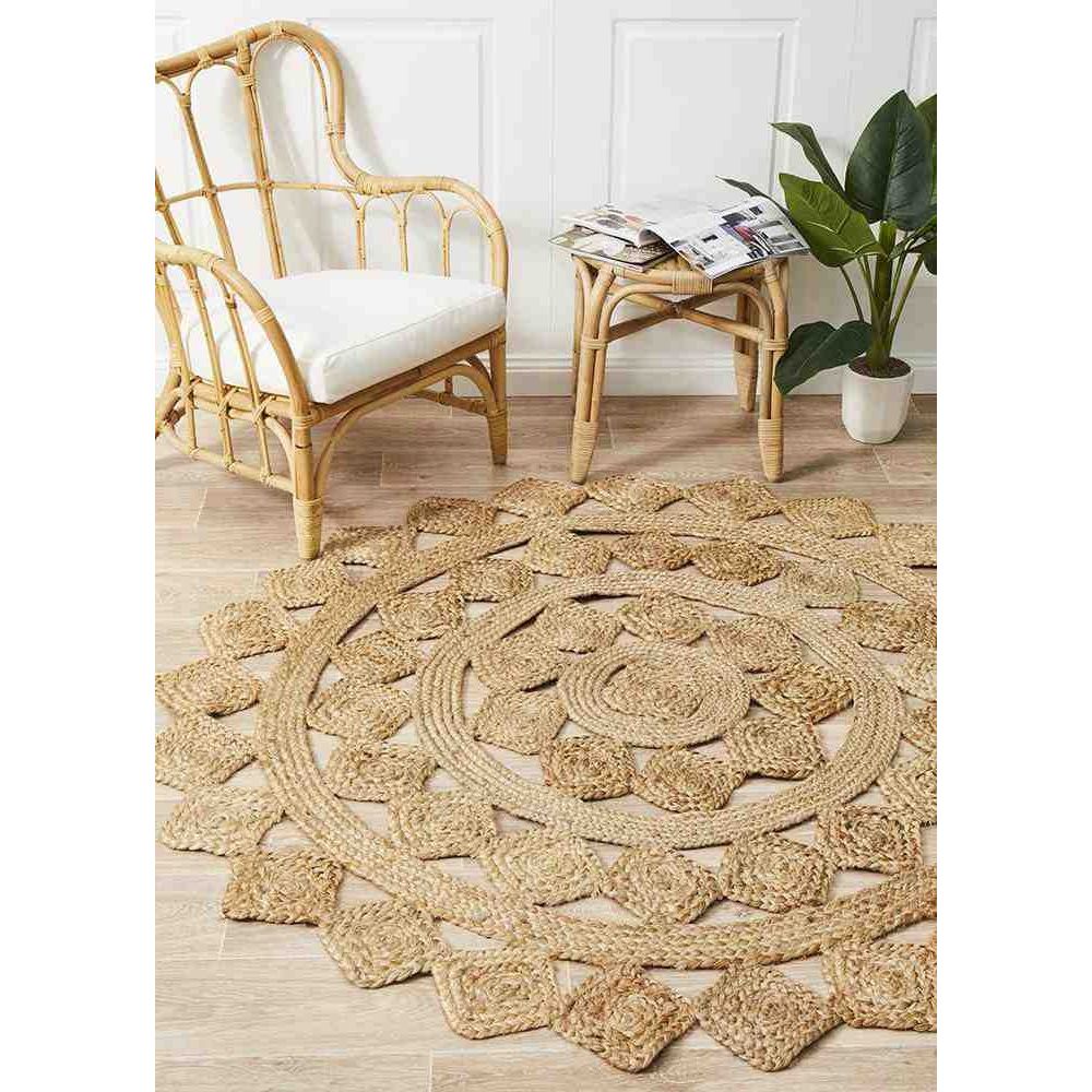 Atrium Tessellate Natural Round By Rug Culture - 120X120CM - ROUND