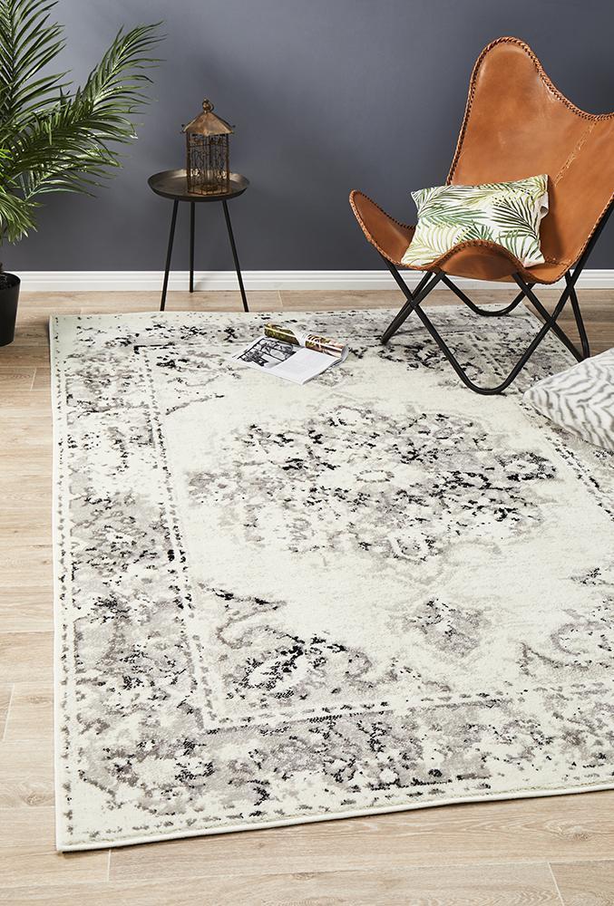 Alexa Transitional Rug White Grey Black by Rug Culture - 290X200CM
