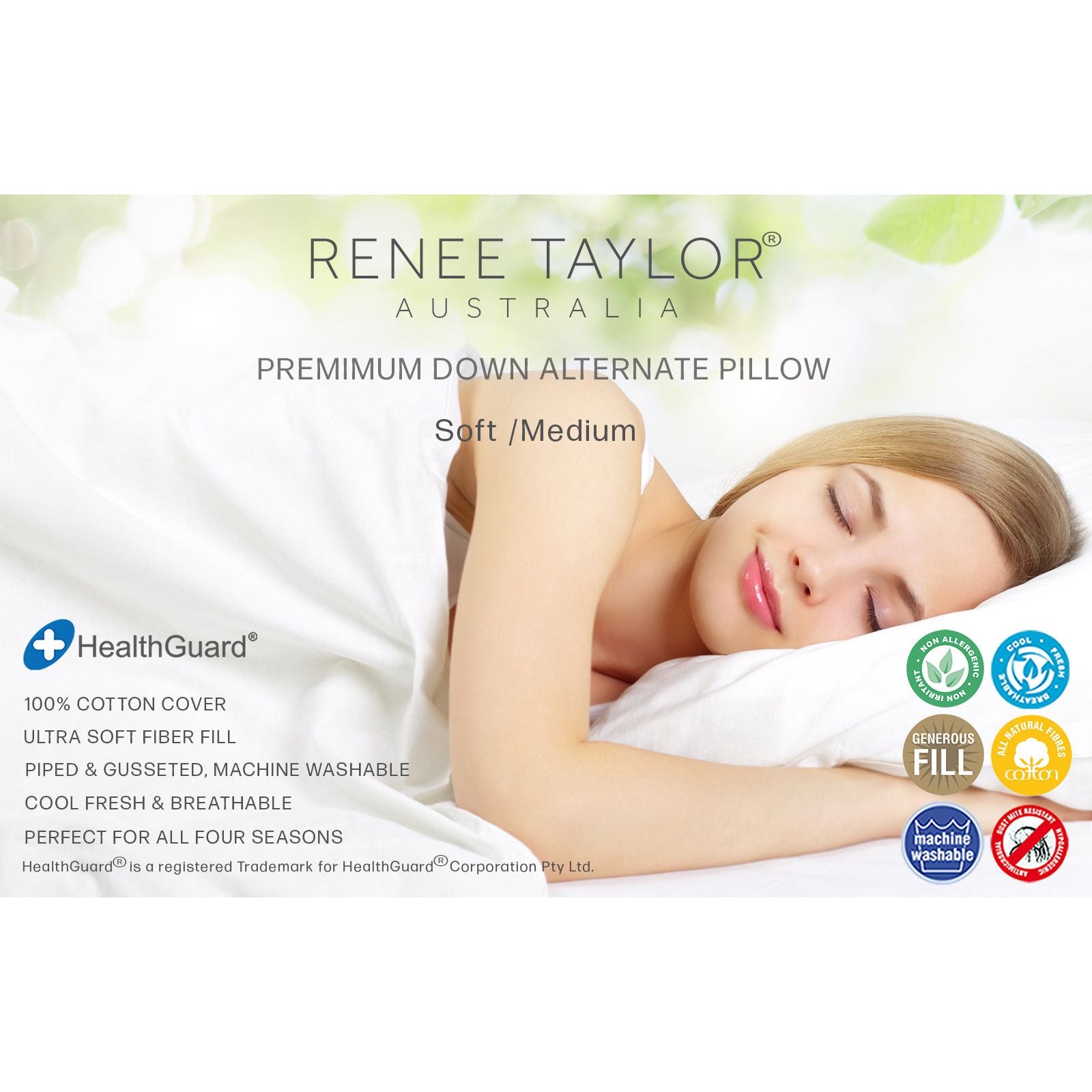 Australian Made Down Alternate Standard Pillow by Renee Taylor