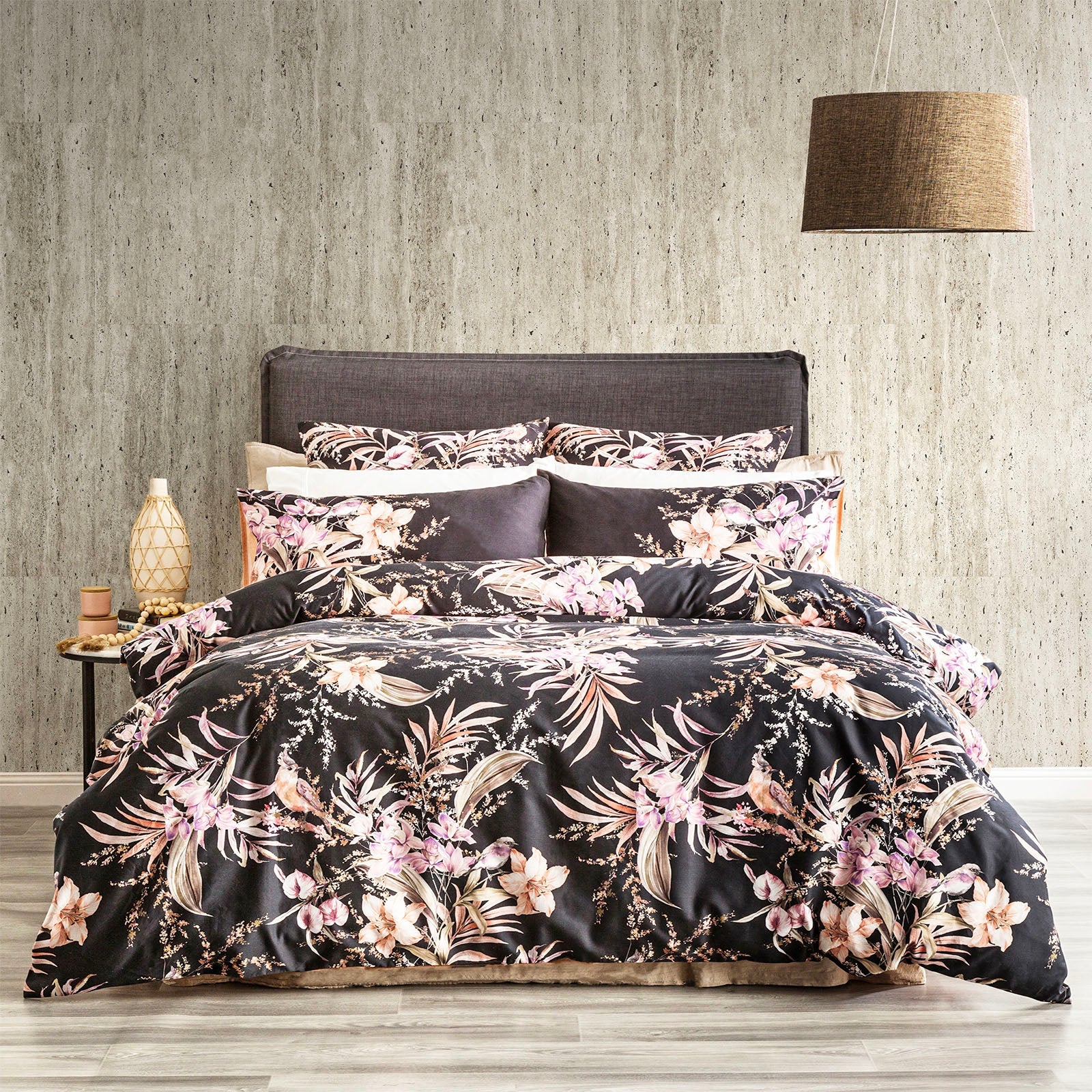 300 TC Grevillea Cotton Reversible Onyx Quilt Cover Sets by Renee Taylor King