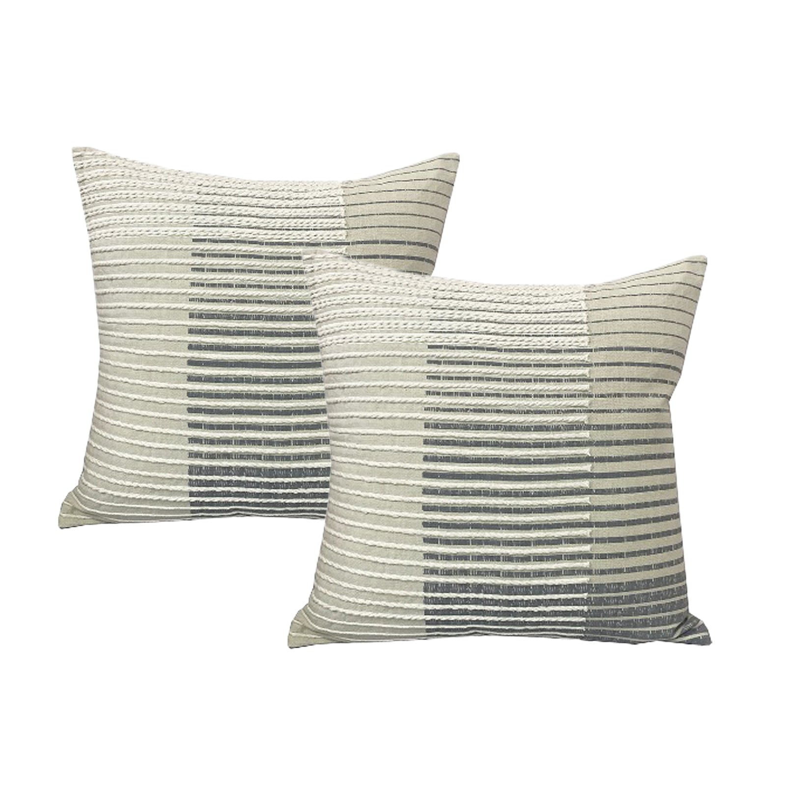 Aubrey Grey Twin Pack Cotton Embroidered Cushion Feather Filled by Cloud Linen