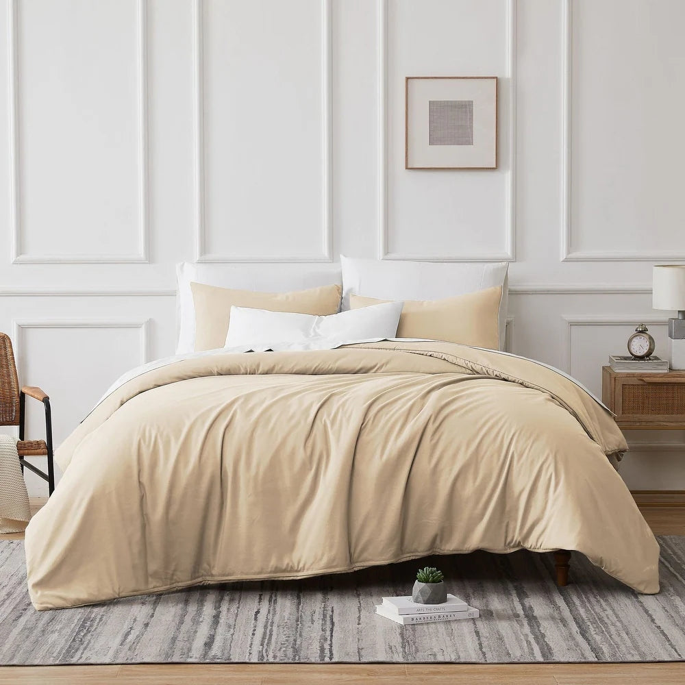 700 TC Tencel Lyocell Fibre &amp; Cotton Bone King Quilt Cover Set by Renee Taylor