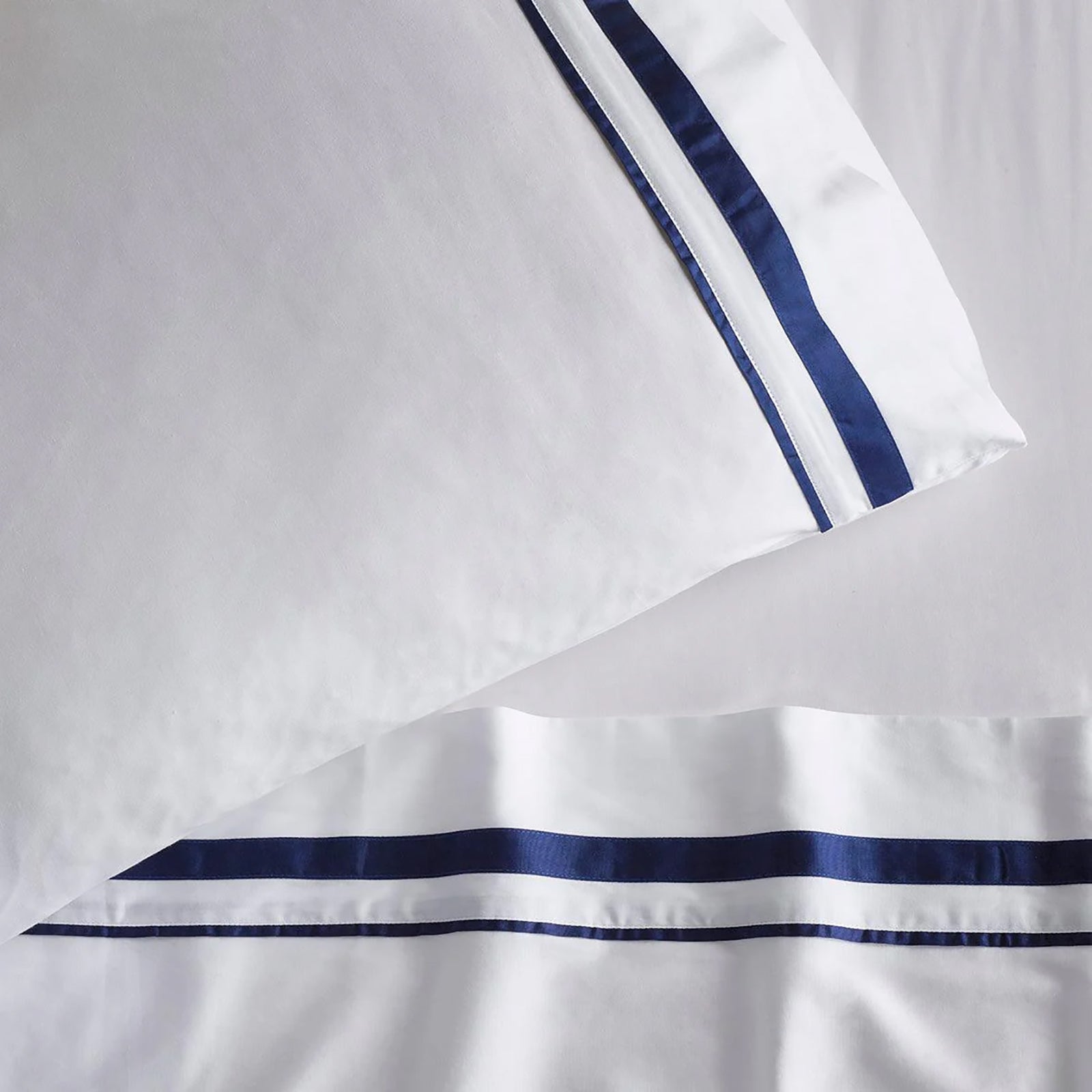 Cloud 1000 TC Egyptian Cotton White Navy Super King Sheet sets by Renee Taylor