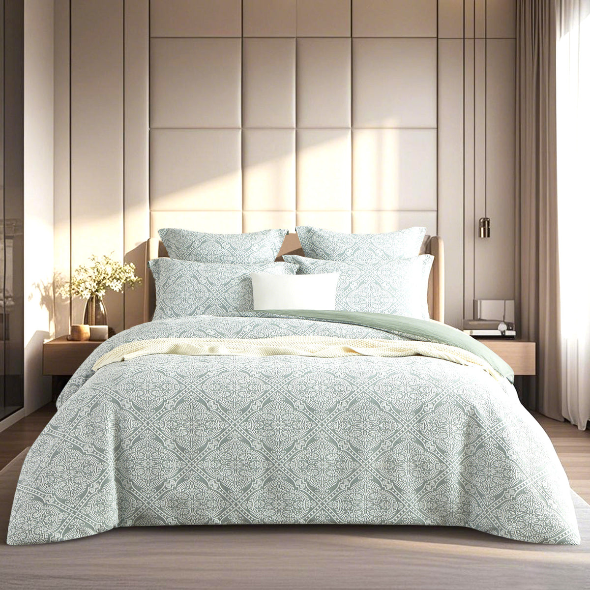 Mayfair Sage Jacquard European Pillowcase by Renee Taylor