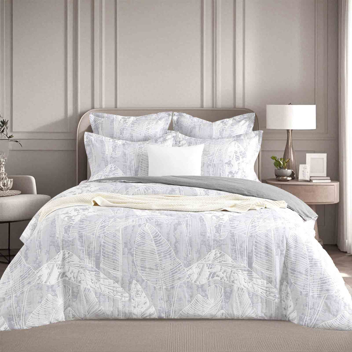 Grove Charcoal Jacquard Super King Quilt Cover Set by Renee Taylor