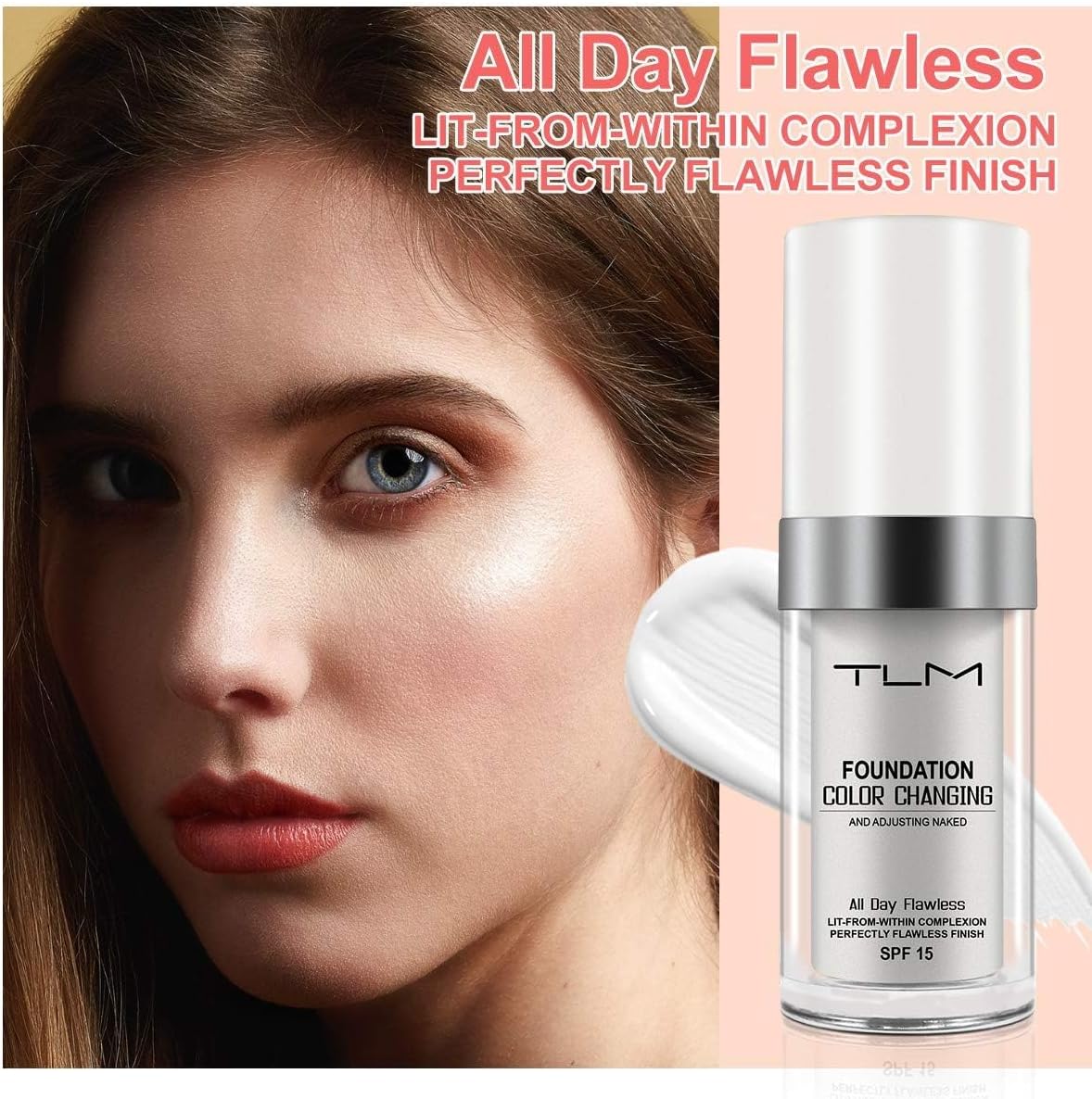 ReviGLam TLM Colour Changing Liquid Foundation Hides Wrinkles & Lines, BB Cream Makeup Base Concealer Cover Moisturizing Fluid for all Skin Tone SPF15, Pack of 2