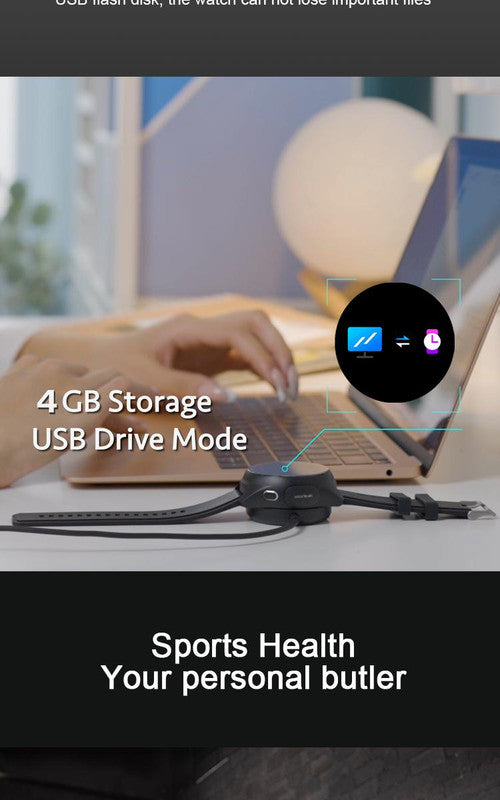 2-in-1 Smartwatch w/Earphones & Charging Dock | 4GB MP3, Health Tracker | Titanium Grey | World’s First Patented