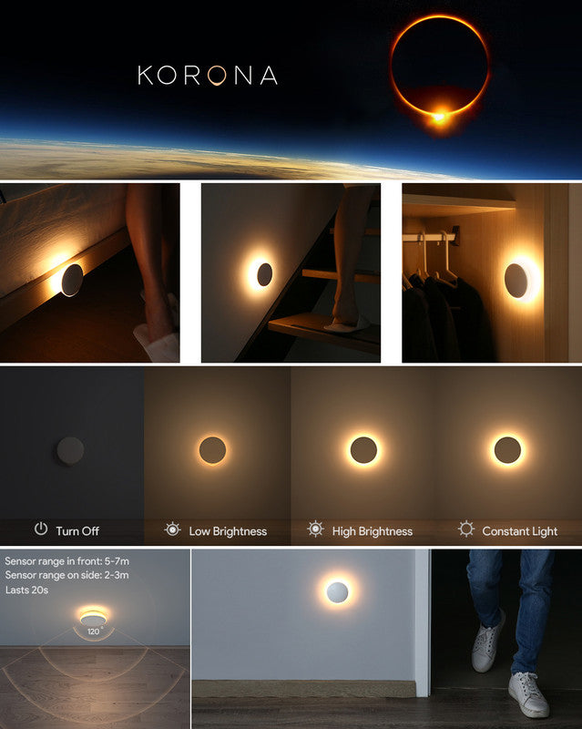 (Pack of 3）LED Motion Sensor Night Light Indoor, Cordless Battery Powered,Stick-on Warm White Light with Built-in Infrared Motion Detection, Sensor Light for Hallway,Bedroom