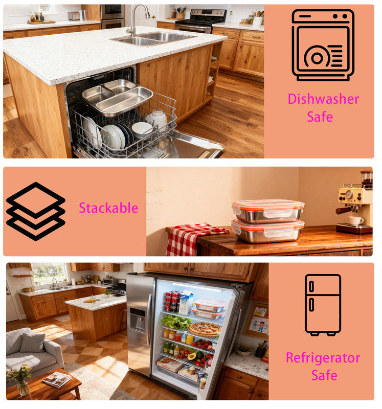 Stainless Steel Snack Box Container with Ice Pack & Lunch Bag for Man & Women - Bento Lunch Box Kit for School,office,Work,Travel,Camping, Reusable Lunch Meal Prep Containers Compartment Leak-Proof