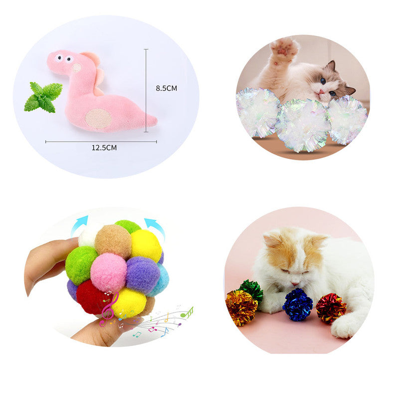 Cat Toys,Interactive Kitten Toy for Indoor Kitty Exercise 14 Piece with Fish Catnip Spiral Spring, Tube, Crinkle Balls Helps Reduce Stress & Provide Anxiety Relief for Cats