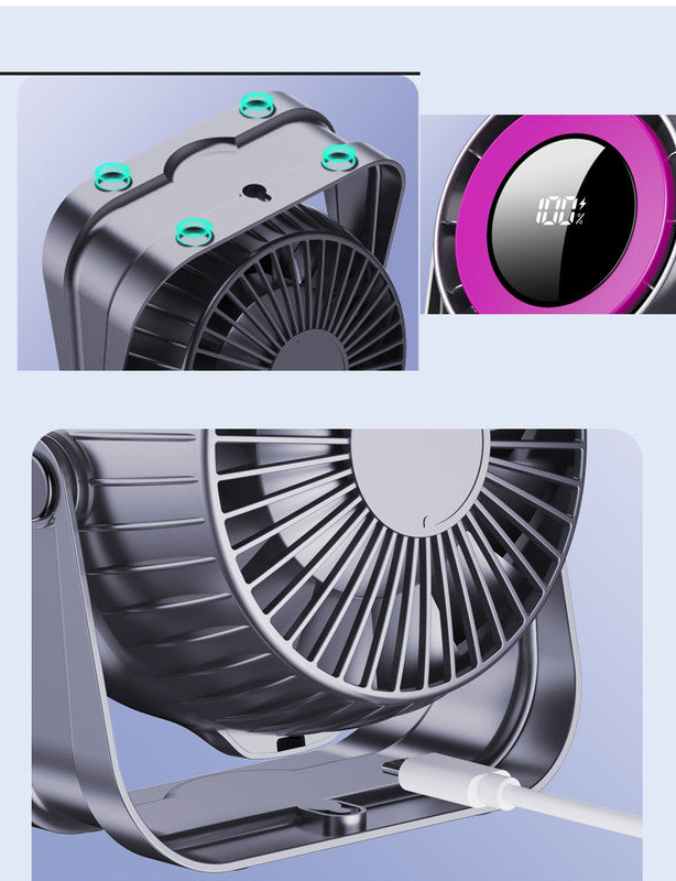 Desk Fan, Small Quiet LED Display Portable Table Fans, 180°Tilt, 100 Speeds, 5 Modes, Rechargeable 4000mAh Battery Operated USB Fan For Office, Bedroom, Outdoor(Black)Christmas Gifts