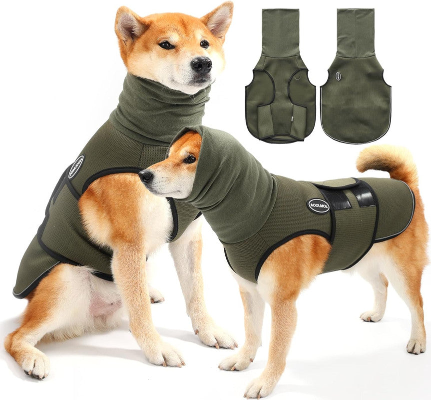 Dog Anxiety Vest and Coat, Vet Visits and Separation - Keep Pet Calm, Dog Jacket for Thunder, Fireworks, Anti Anxiety Vest for Dogs and Cat Body and Ear, Green, M