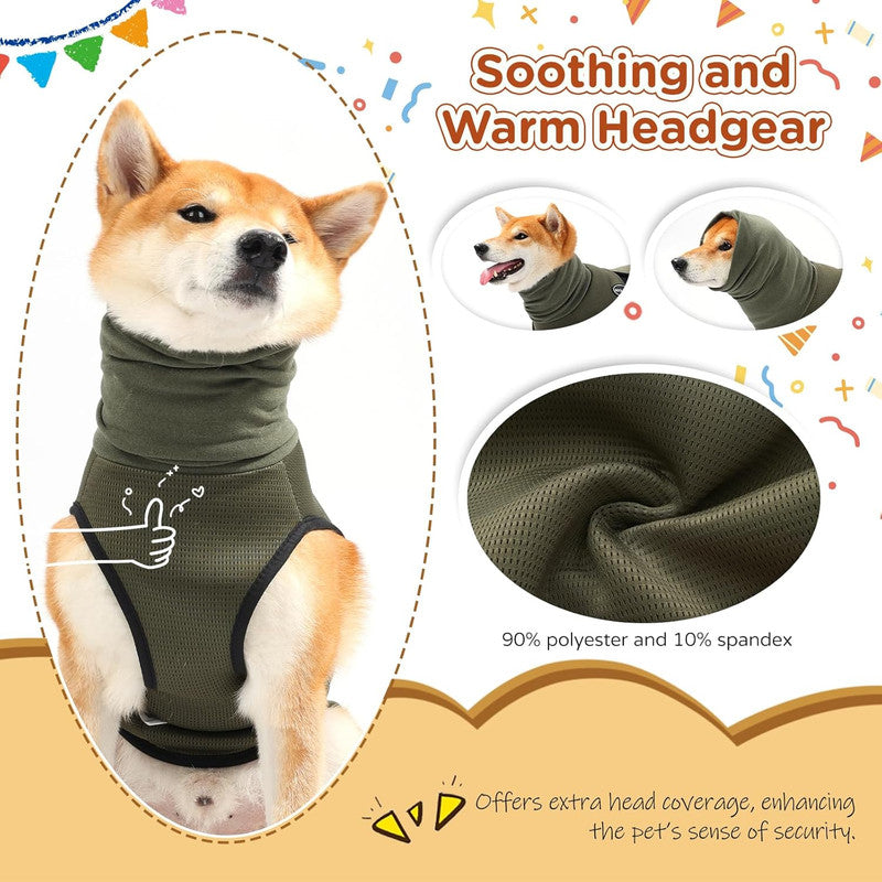 Dog Anxiety Vest and Coat, Vet Visits and Separation - Keep Pet Calm, Dog Jacket for Thunder, Fireworks, Anti Anxiety Vest for Dogs and Cat Body and Ear, Green , XS.