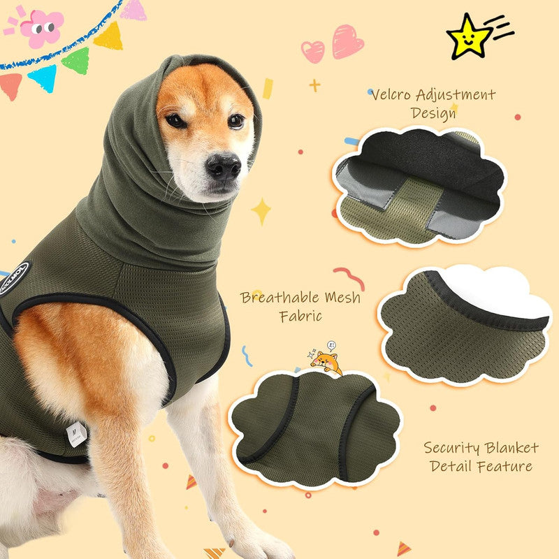Dog Anxiety Vest and Coat, Vet Visits and Separation - Keep Pet Calm, Dog Jacket for Thunder, Fireworks, Anti Anxiety Vest for Dogs and Cat Body and Ear, Green, XXL