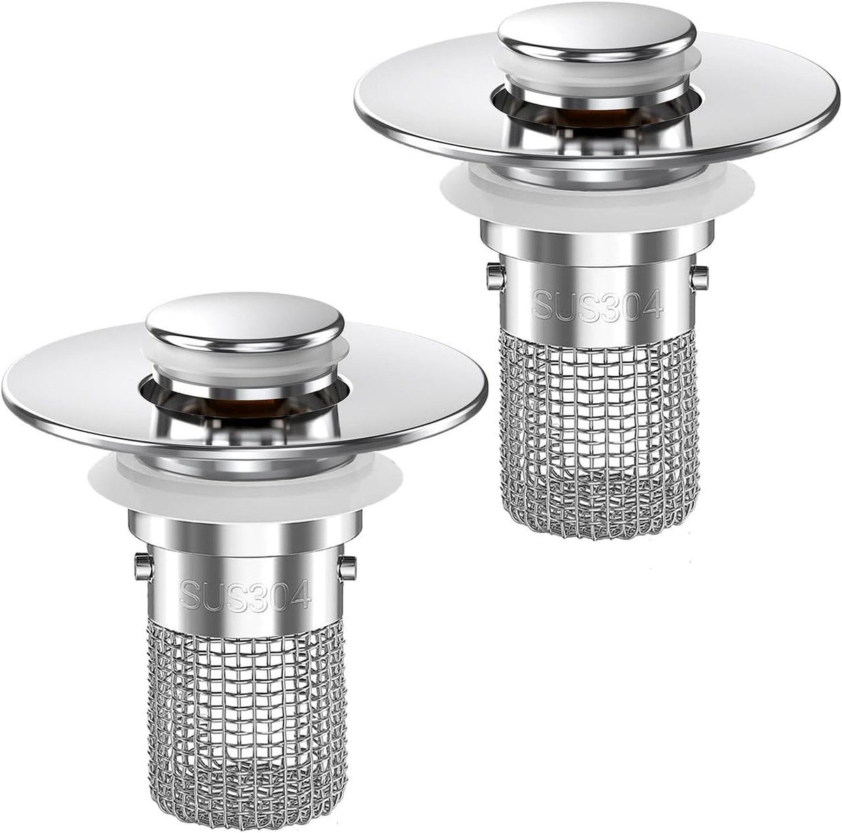 Bathroom Sink Drain Strainer,(2PCS) Pop-up Sink Drain Strainer with Removable Stainless Steel Strainer Basket Hair Catcher, Bathroom Sink Strainer for Bathroom Sink Stopper Replacement