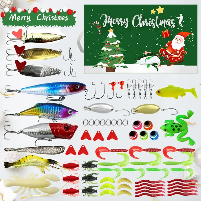Fishing Lures Tackle Set for Fisher Men, Father, Granpa, Boys - 2025 Christmas Surprise Gift 78pcs