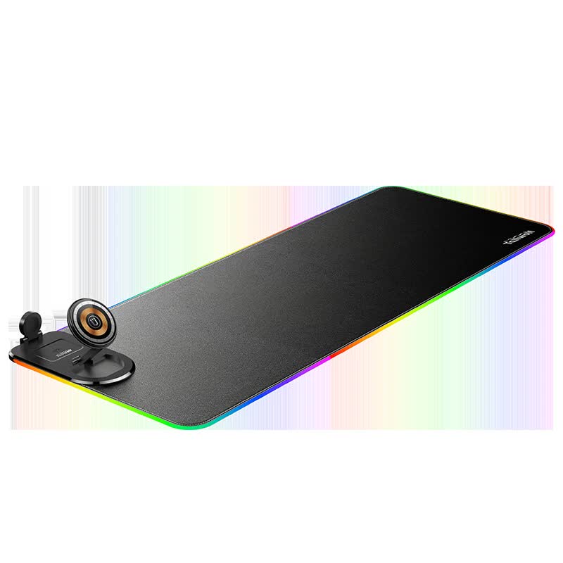 Wireless Charging Mouse Pad 15W RGB Gaming Mousepad Waterproof Desk Mat with Phone Holder 35.4''x11.8'' Extra Large Desk Pad Non-Slip Base Computer Keyboard Mat for PC Laptop, Black