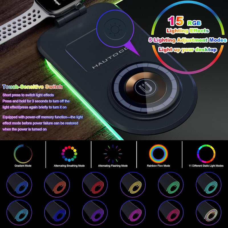 Wireless Charging Mouse Pad 15W RGB Gaming Mousepad Waterproof Desk Mat with Phone Holder 35.4''x11.8'' Extra Large Desk Pad Non-Slip Base Computer Keyboard Mat for PC Laptop, Blue