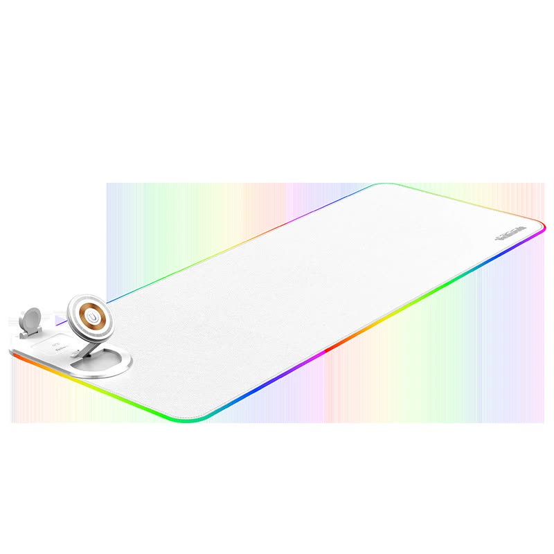 Wireless Charging Mouse Pad 15W RGB Gaming Mousepad Waterproof Desk Mat with Phone Holder 35.4''x11.8'' Extra Large Desk Pad Non-Slip Base Computer Keyboard Mat for PC Laptop, White