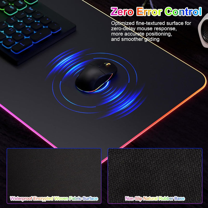 Wireless Charging Mouse Pad 15W RGB Gaming Mousepad Waterproof Desk Mat with Phone Holder 35.4''x11.8'' Extra Large Desk Pad Non-Slip Base Computer Keyboard Mat for PC Laptop, White