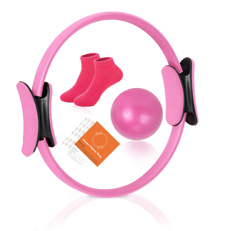 Pilates Ring Kit – Pilates 14&quot; Magic Circle, 9&quot; Mini Exercise Ball for Inner Thighs, Arms &amp; Core Toning – Home Pilates Fitness Ring Workout Set for Women Beginner Starter kit