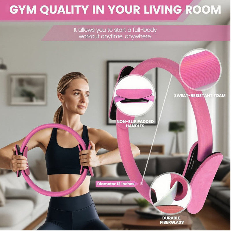Pilates Ring Kit – Pilates 14" Magic Circle, 9" Mini Exercise Ball for Inner Thighs, Arms & Core Toning – Home Pilates Fitness Ring Workout Set for Women Beginner Starter kit