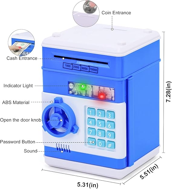 Toys for Kids Ages 5-7, 8-10, Electronic ATM Password Cash Coin Can Auto Scroll Paper Money Saving Box Toys for 6 7 8 9 10 11 12 Year Old Girl Christmas Birthday Gifts green
