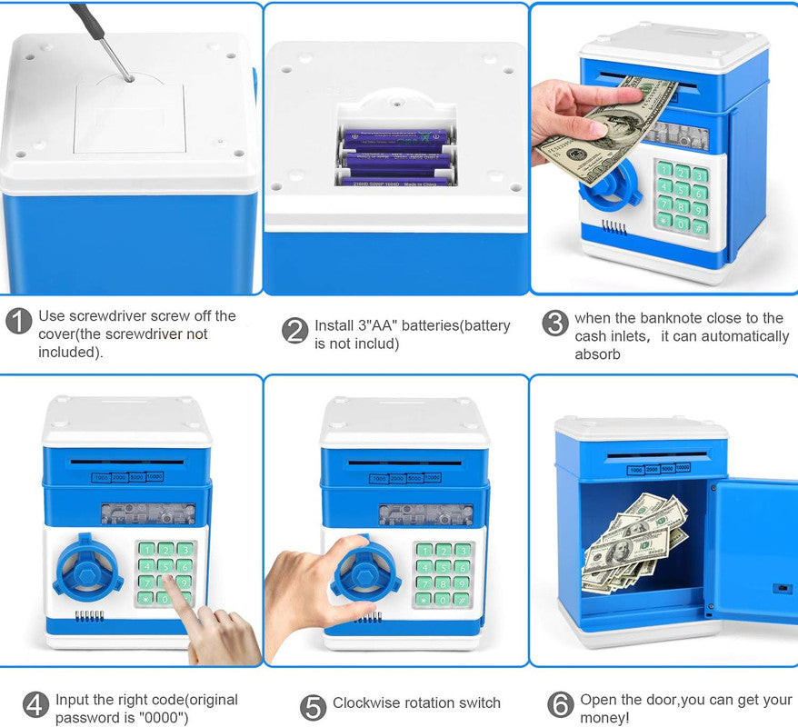 Toys for Kids Ages 5-7, 8-10, Electronic ATM Password Cash Coin Can Auto Scroll Paper Money Saving Box Toys for 6 7 8 9 10 11 12 Year Old Girl Christmas Birthday Gifts red