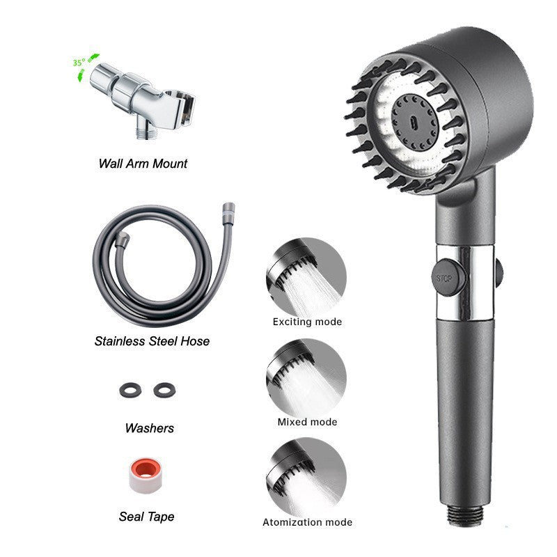 High Pressure Filtered Shower Head - 3 Spray Modes Shower head with Handheld, Detachable Showerhead with 5 Replaceable Water Softener Filters for Hard Water | Shower with 75" Anti-Burst Hose