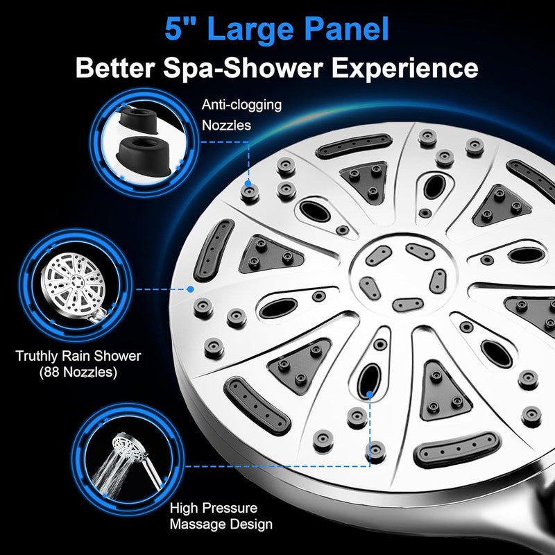 Filtered Shower Head with Handheld, High Pressure 8 Spray Showerhead with Filters & Upgraded Detachable Shower Head, Water Softener Filters Beads for Hard Water -Remove Chlorine