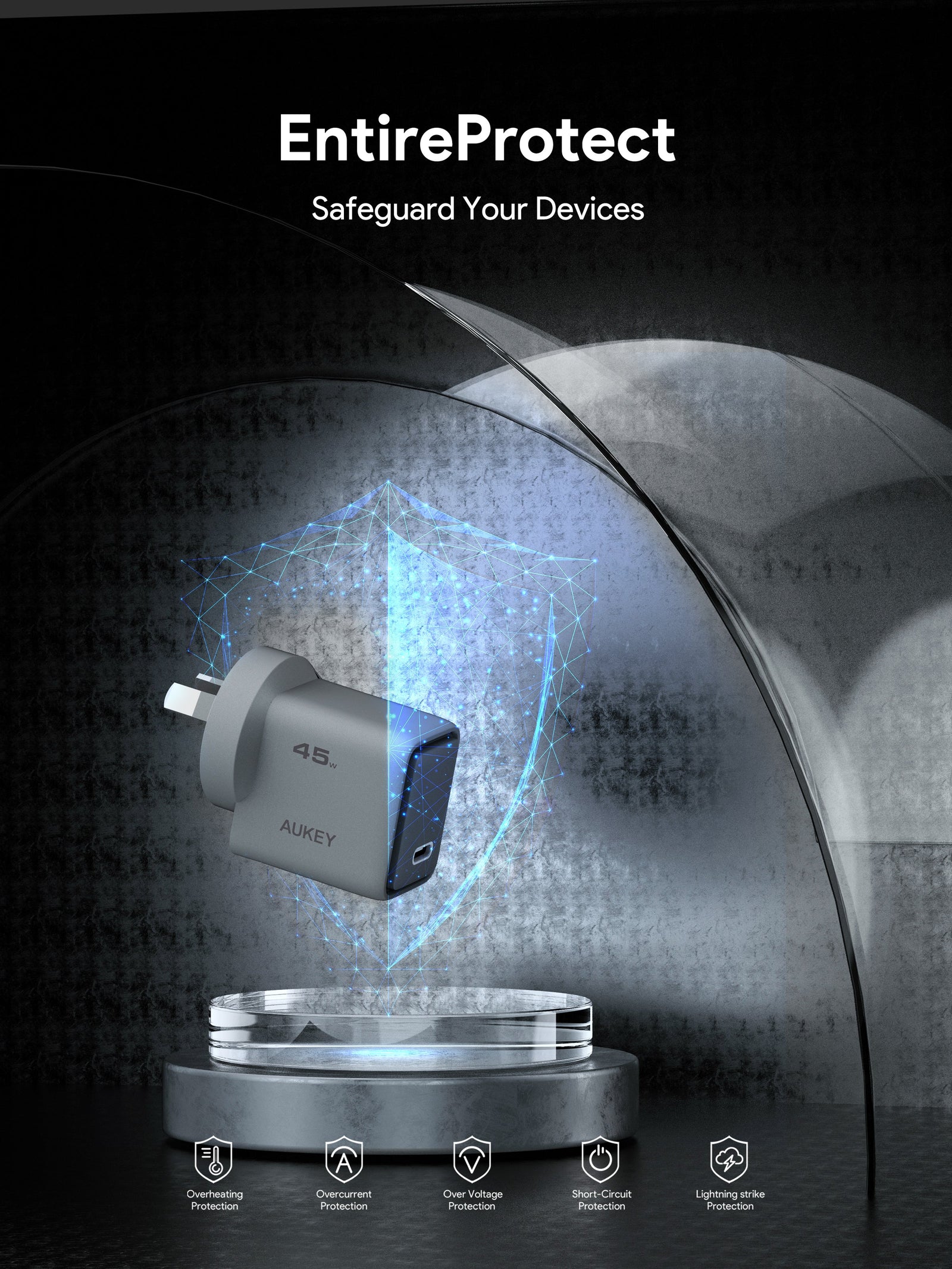 Aukey Comet 45W PD Fast Wall Charger GaN USB-C (PA-C2)