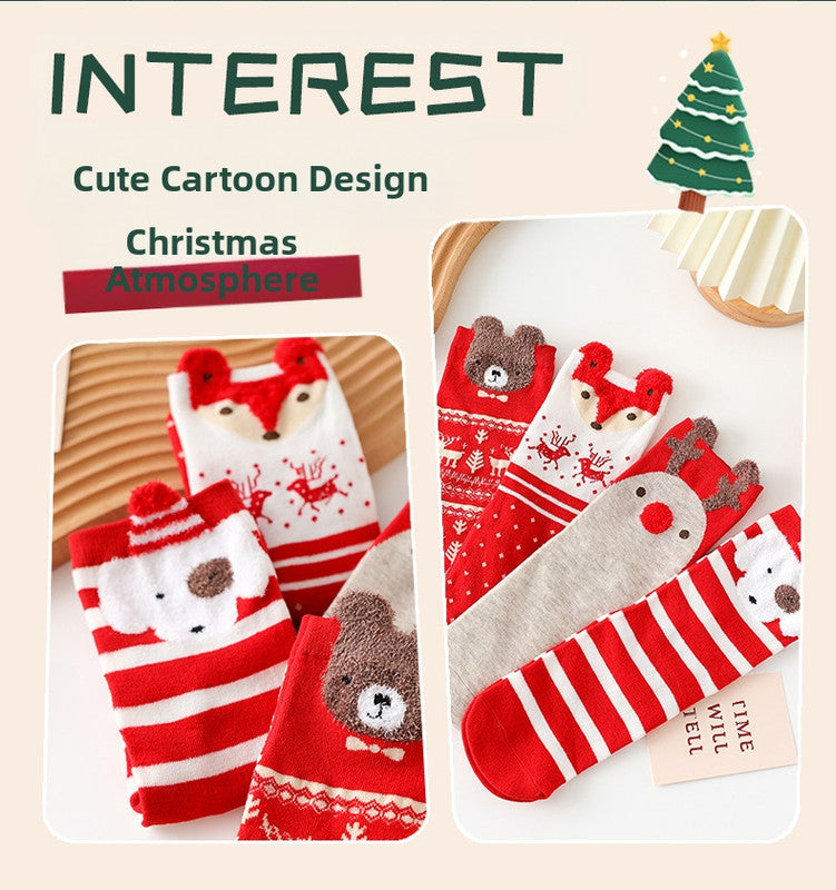 Christmas Products Christmas Socks Combed Cotton 4 Pair Medium Socks Gift Box