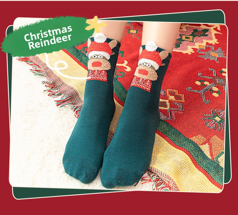 Christmas Products Christmas Socks Combed Cotton 4 Pair Medium Socks Gift Box