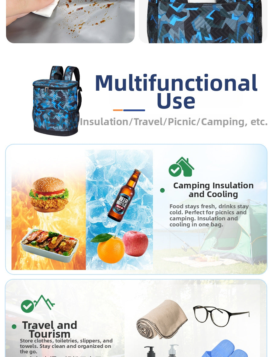 Outdoor PVEA Insulated Cooling Backpack - Abrasion-Resistant & Waterproof Hiking/Daypack