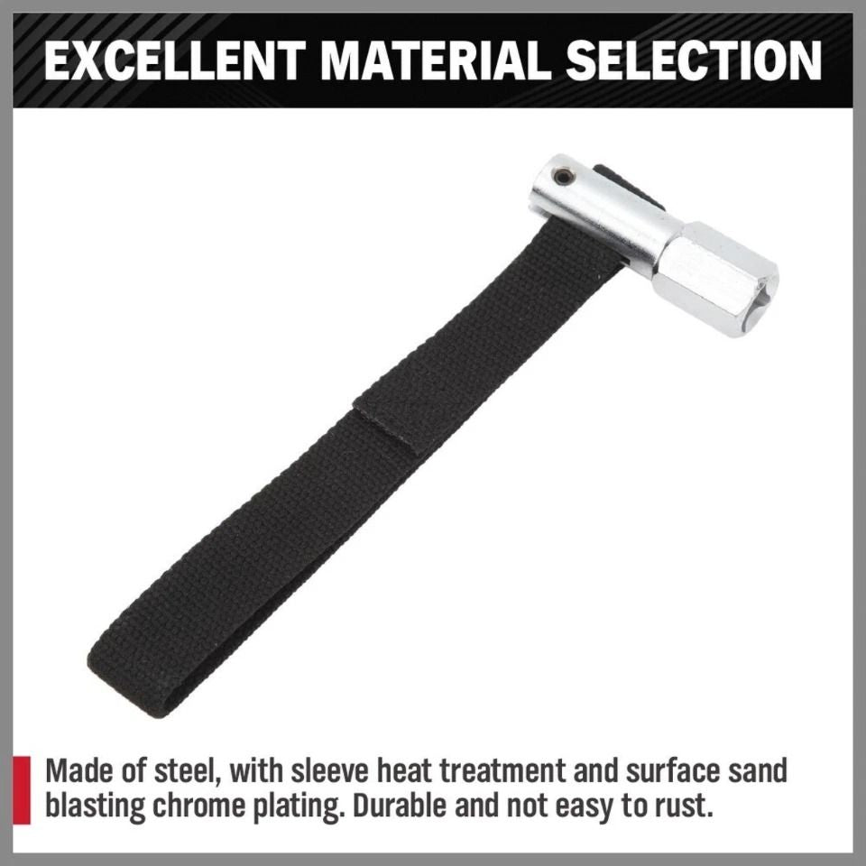 1/2" Adjustable Oil Filter Strap Wrench Threaded Oil Filter Removal Tool Nylon