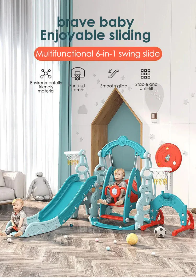 Kids Slide Swing Set Outdoor Toys Playground Activity Basketball Hoop