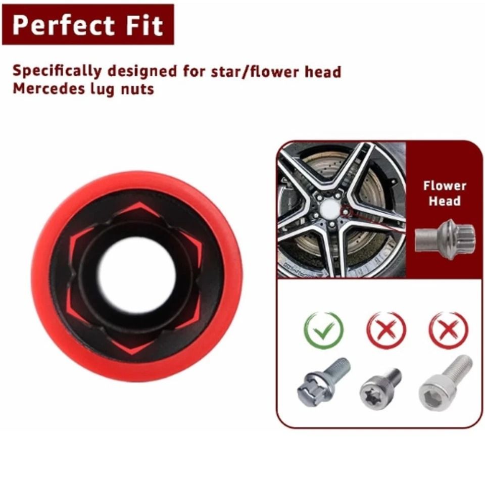 17MM Flower Profile Wheel Lug Deep Socket Mercedes-Benz Convex Head Remover